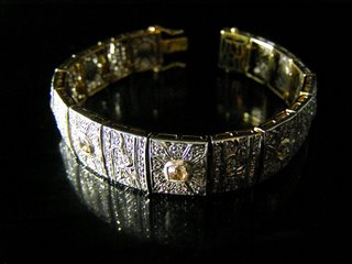 pulsera de oro y plata de estilo antiguo con diamantes talla rosa